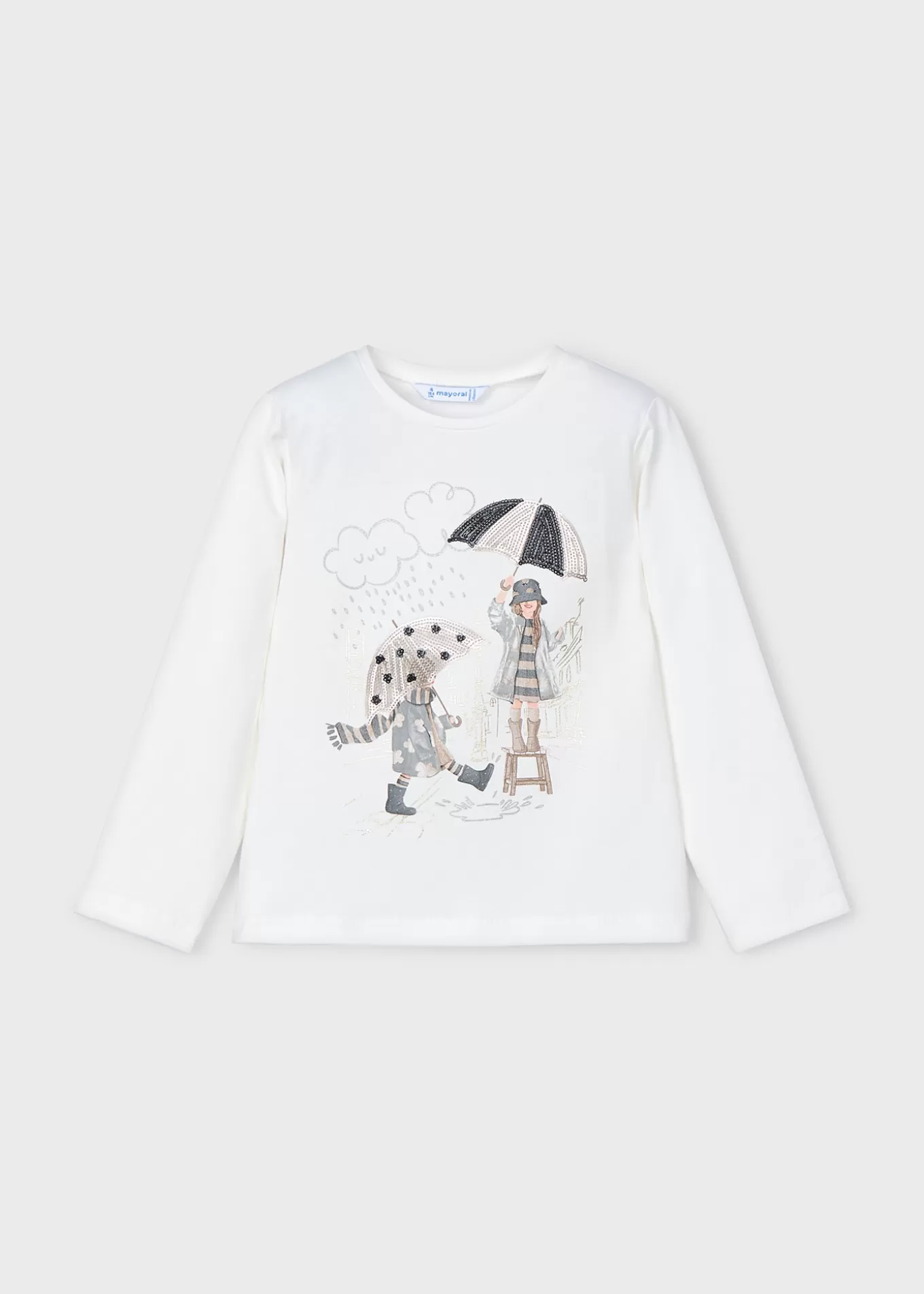Camisetas Y Polos^Mayoral Camiseta gráfica niña Crudo-Negro