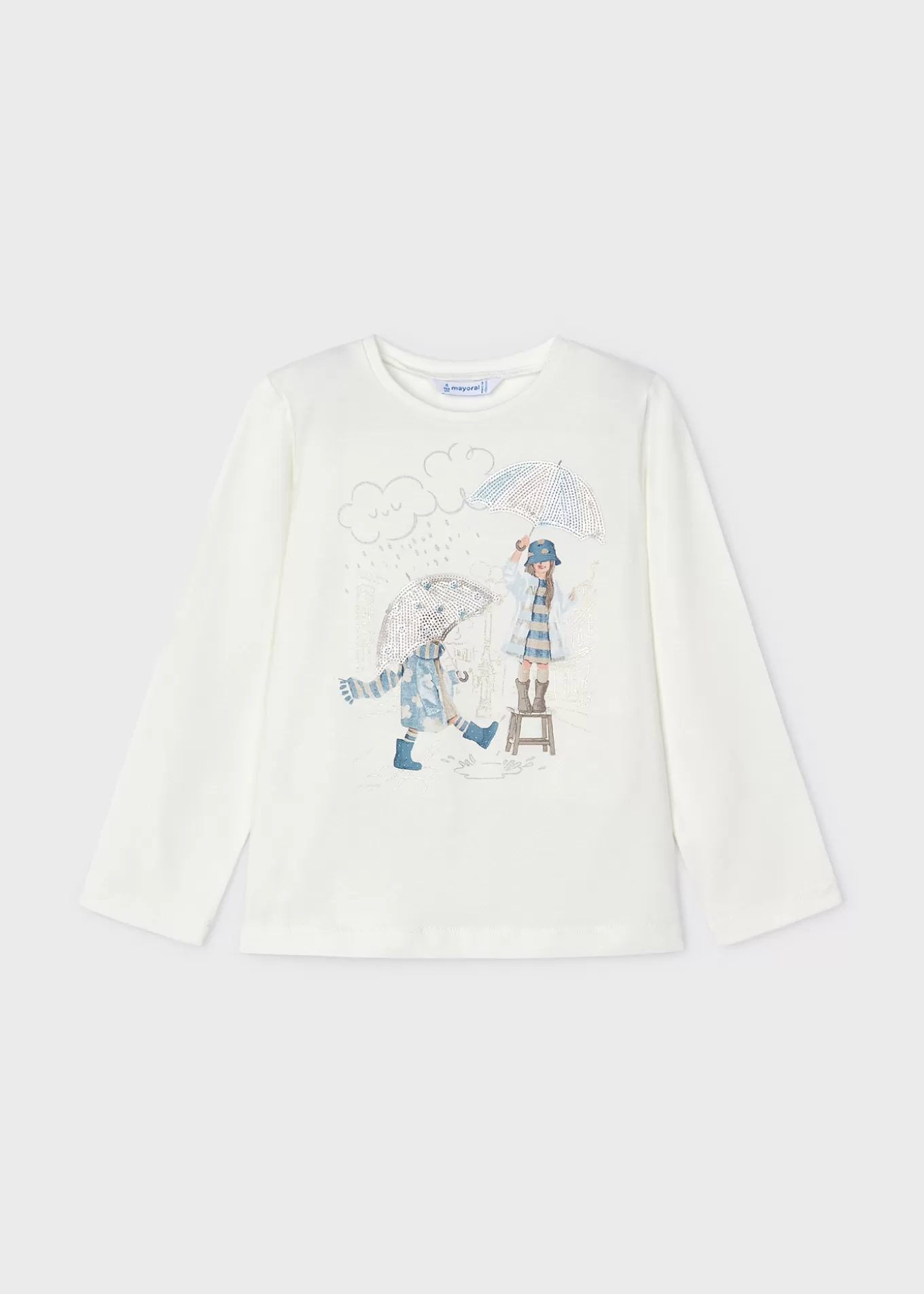 Camisetas Y Polos^Mayoral Camiseta gráfica niña Crudo-Celeste