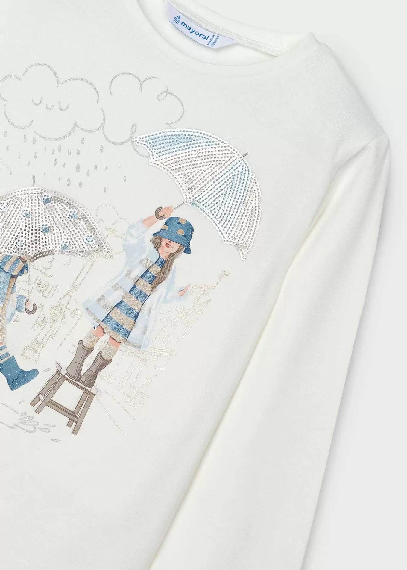 Camisetas Y Polos^Mayoral Camiseta gráfica niña Crudo-Celeste
