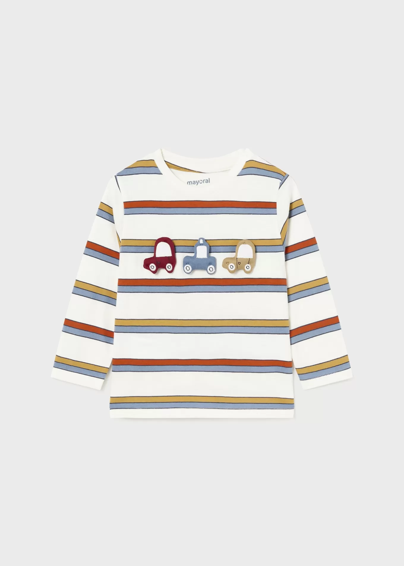 Bodies Y Camisetas^Mayoral Camiseta rayas coches bebé Naranja