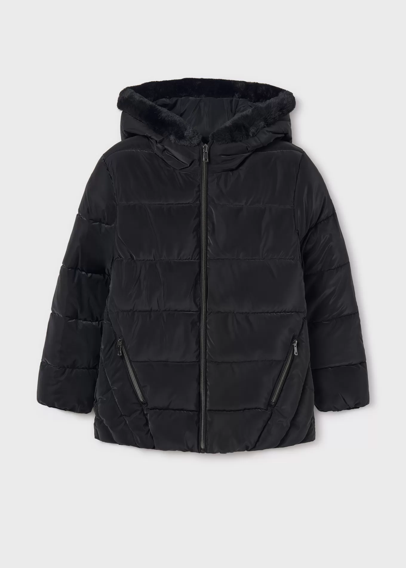 Abrigos Y Chaquetas^Mayoral Chaquetón capucha pelo chica Negro