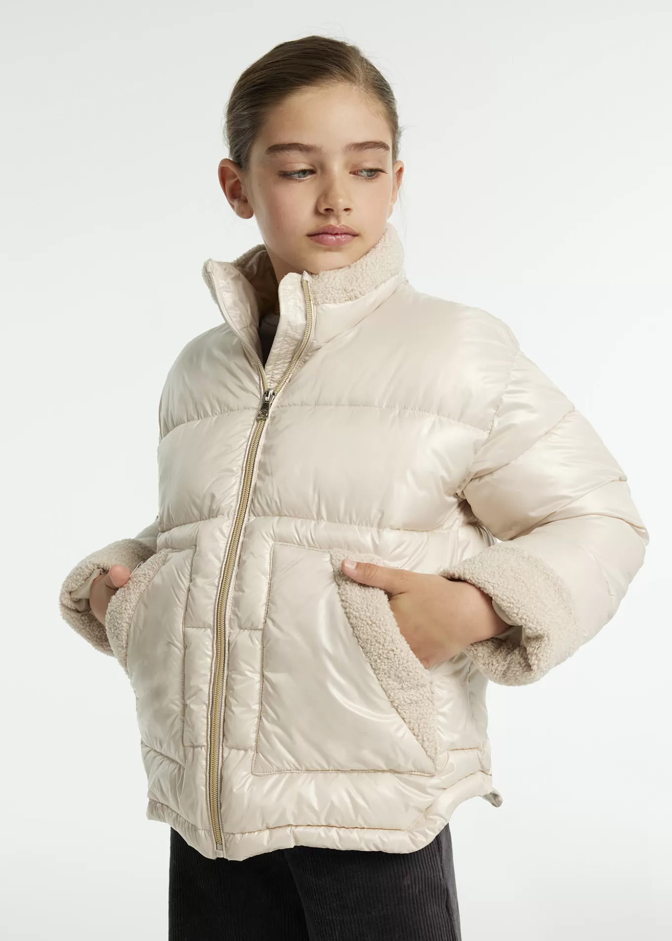 Abrigos Y Chaquetas^Mayoral Chaquetón detalles borrego chica Piedra