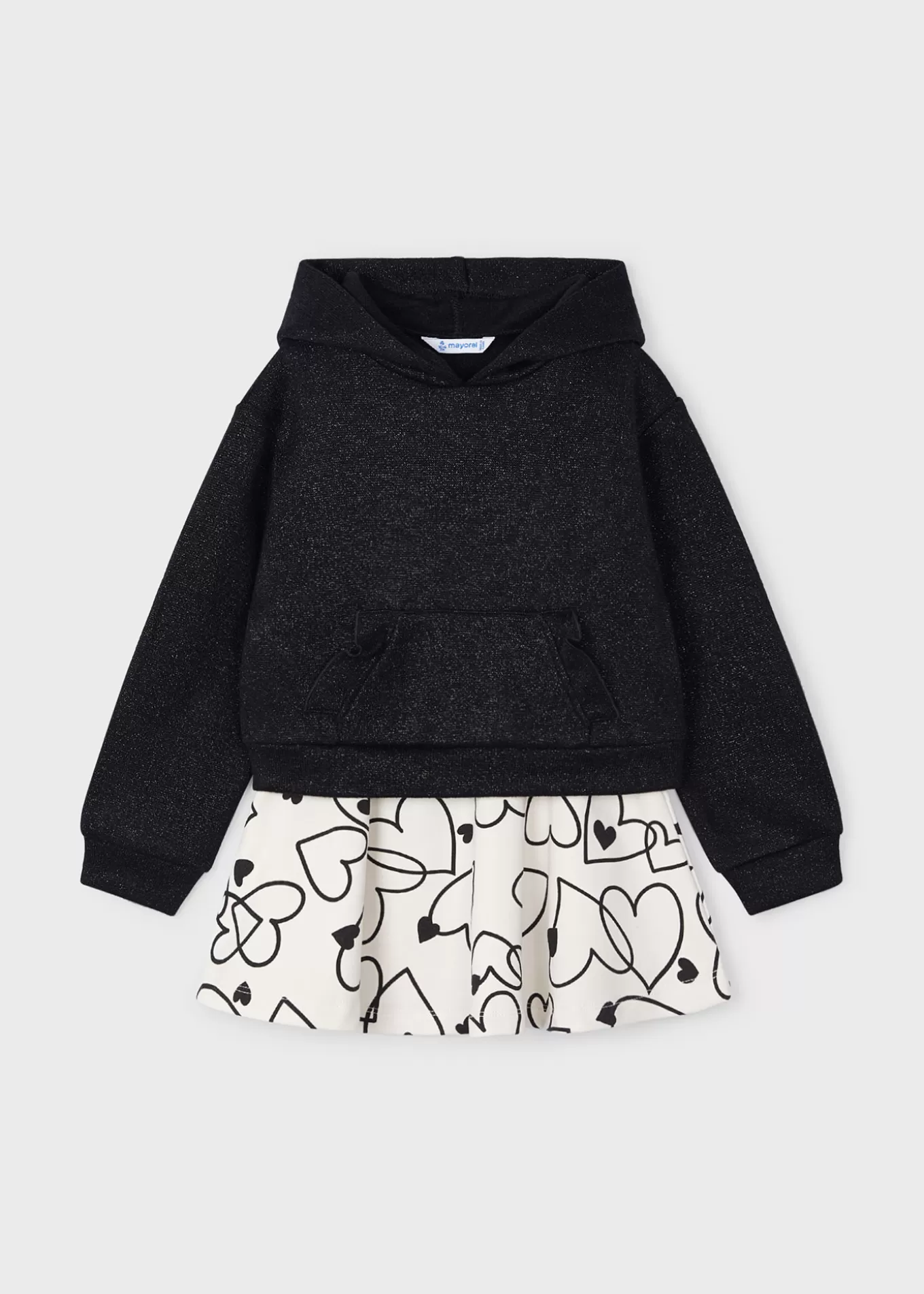 Conjuntos^Mayoral Conjunto falda y sudadera metalizada niña Negro