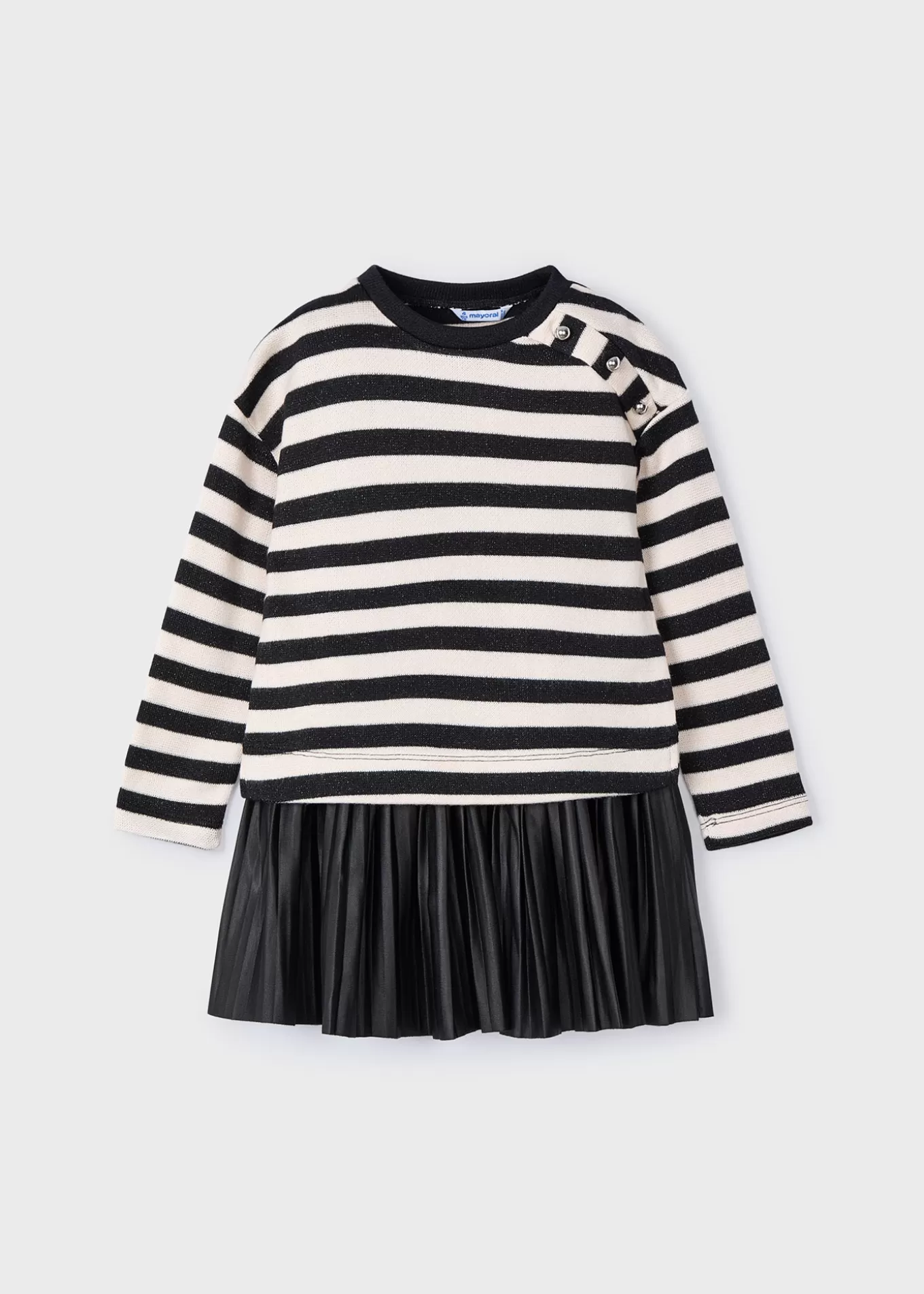 Vestidos^Mayoral Vestido sin mangas con sudadera rayas niña Negro